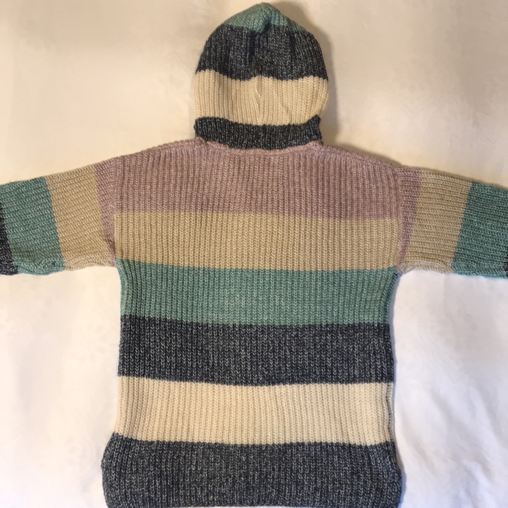 NWT C&C California Marl Striped Chunky Hooded V-Neck Sweater - Picture 8 of 14